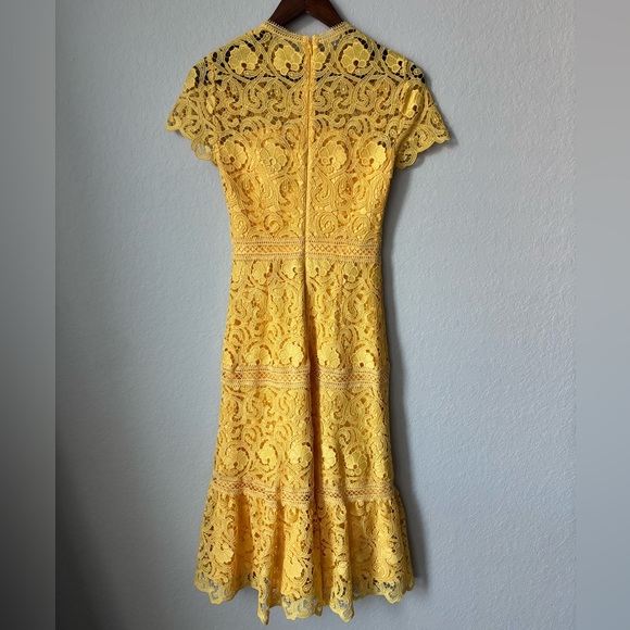ANTONIO MELANI Yellow Lexi Lace Midi Dress - Picture 6 of 7